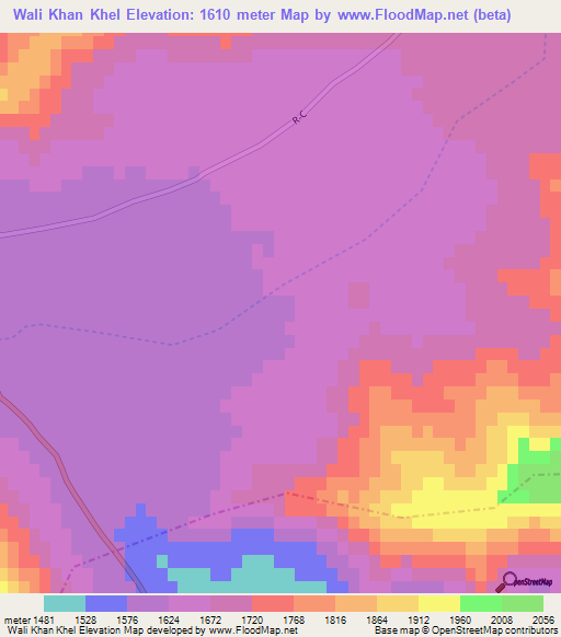 Wali Khan Khel,Afghanistan Elevation Map