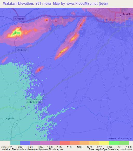 Walakan,Afghanistan Elevation Map