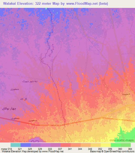 Walakai,Afghanistan Elevation Map