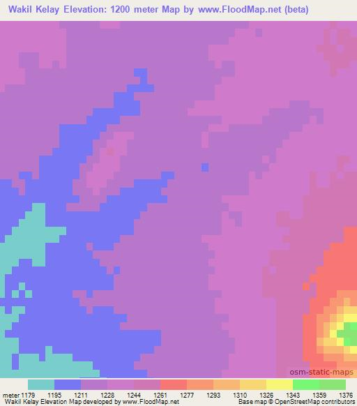 Wakil Kelay,Afghanistan Elevation Map