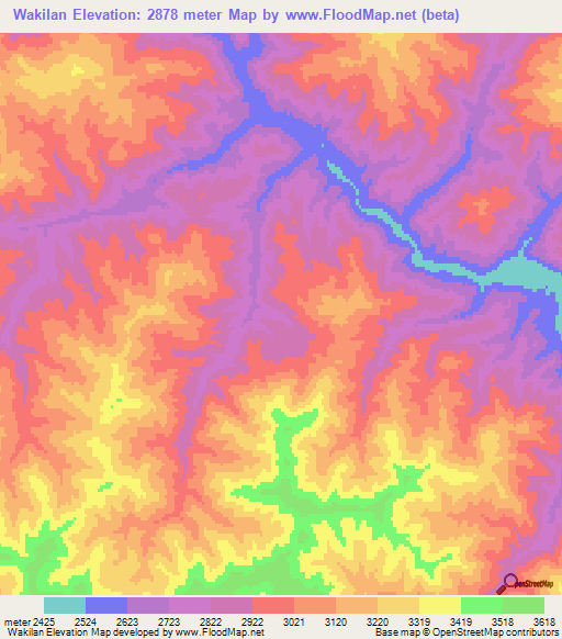Wakilan,Afghanistan Elevation Map