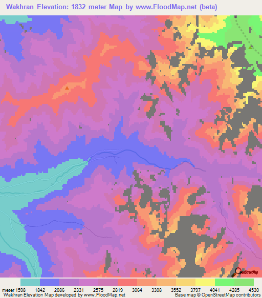 Wakhran,Afghanistan Elevation Map