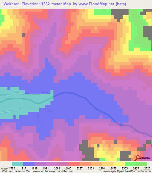 Wakhran,Afghanistan Elevation Map