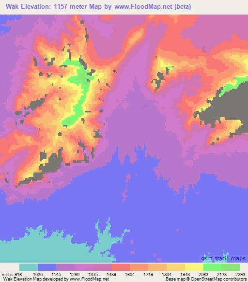 Wak,Afghanistan Elevation Map