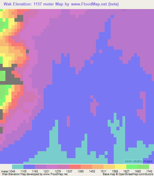Wak,Afghanistan Elevation Map