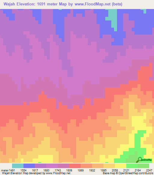 Wajah,Afghanistan Elevation Map