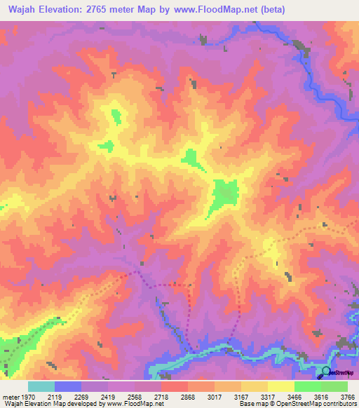 Wajah,Afghanistan Elevation Map