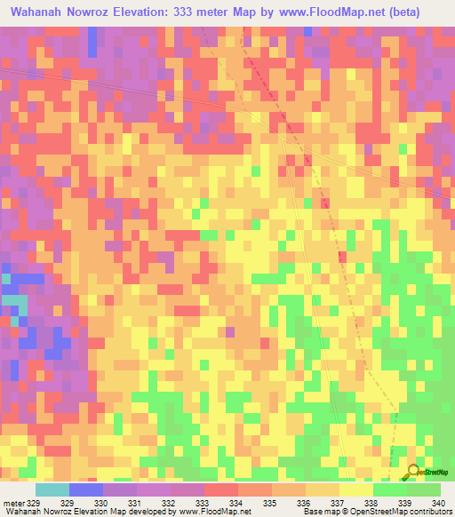 Wahanah Nowroz,Afghanistan Elevation Map