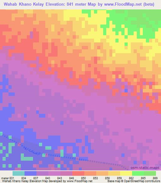 Wahab Khano Kelay,Afghanistan Elevation Map