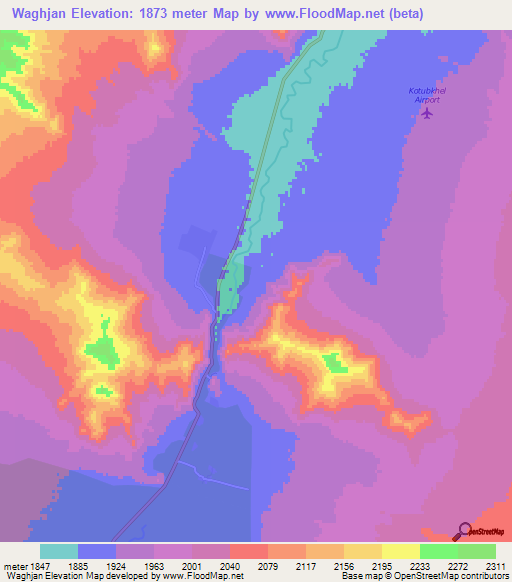 Waghjan,Afghanistan Elevation Map