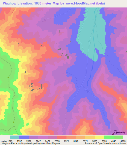 Waghow,Afghanistan Elevation Map