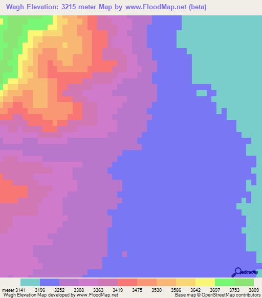 Wagh,Afghanistan Elevation Map