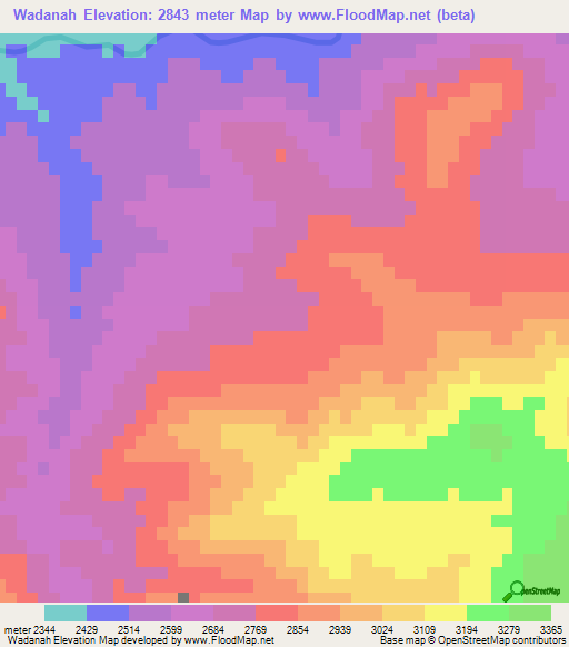 Wadanah,Afghanistan Elevation Map
