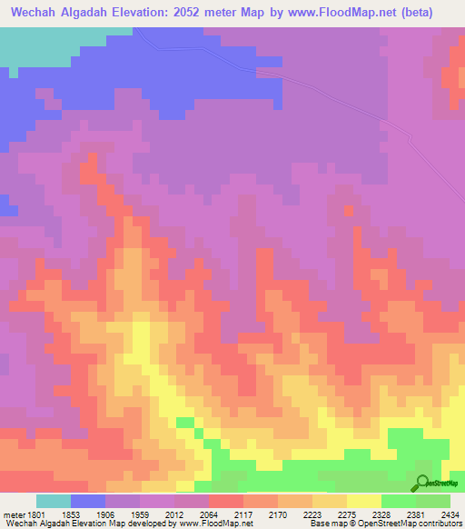 Wechah Algadah,Afghanistan Elevation Map