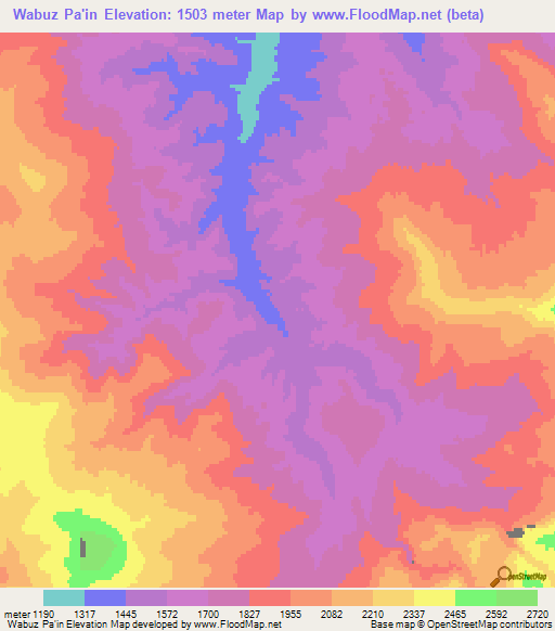 Wabuz Pa'in,Afghanistan Elevation Map