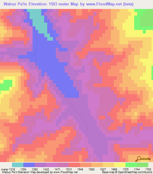 Wabuz Pa'in,Afghanistan Elevation Map