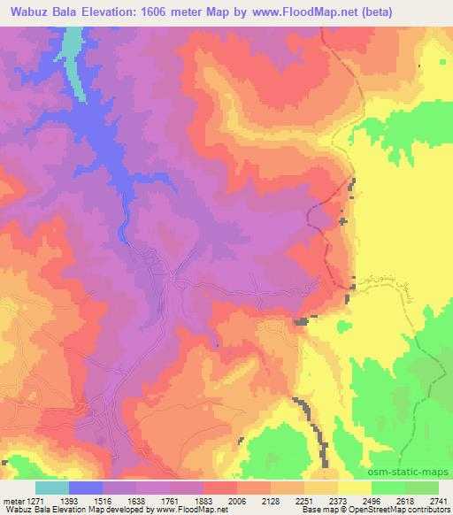Wabuz Bala,Afghanistan Elevation Map