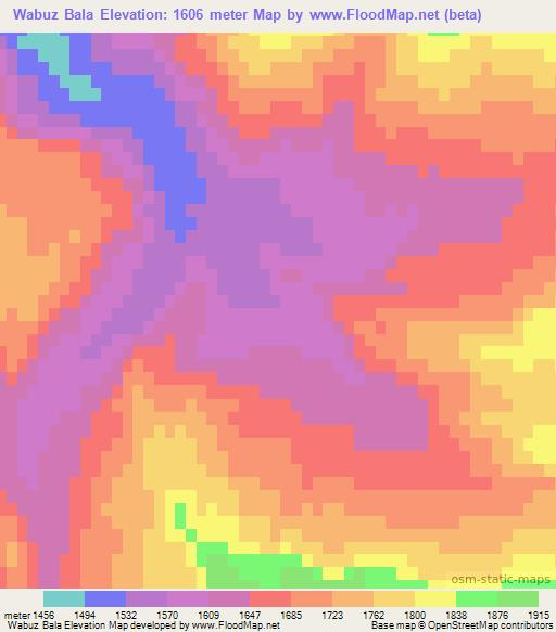 Wabuz Bala,Afghanistan Elevation Map
