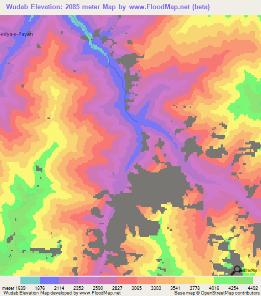 Wudab,Afghanistan Elevation Map
