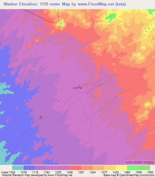 Washer,Afghanistan Elevation Map