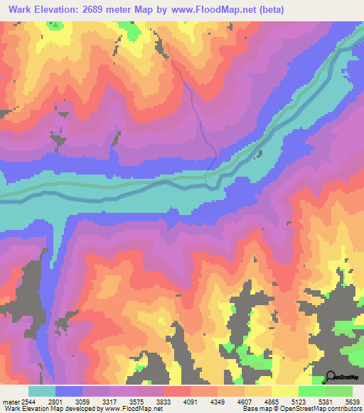 Wark,Afghanistan Elevation Map