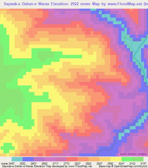 Saywak-e Dahan-e Waras,Afghanistan Elevation Map