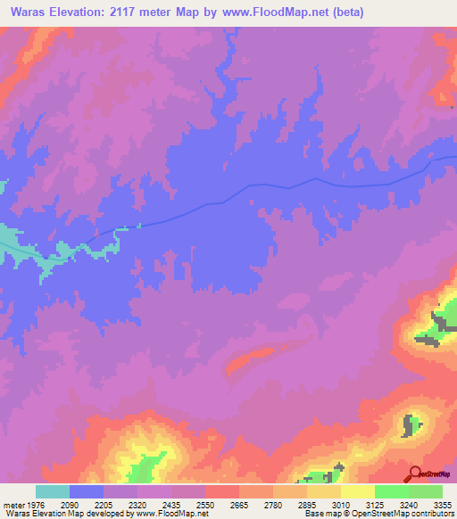 Waras,Afghanistan Elevation Map