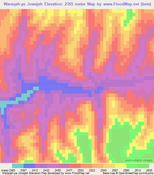 Waraqah-ye Jowajah,Afghanistan Elevation Map