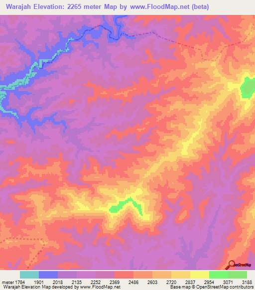 Warajah,Afghanistan Elevation Map