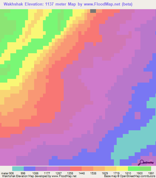 Wakhshak,Afghanistan Elevation Map