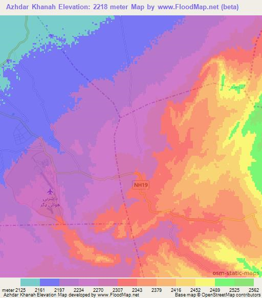 Azhdar Khanah,Afghanistan Elevation Map