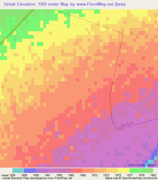 Uzbak,Afghanistan Elevation Map