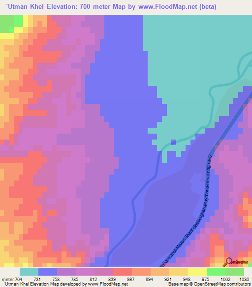 `Utman Khel,Afghanistan Elevation Map