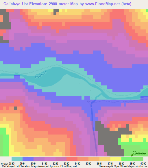 Qal`ah-ye Ust,Afghanistan Elevation Map
