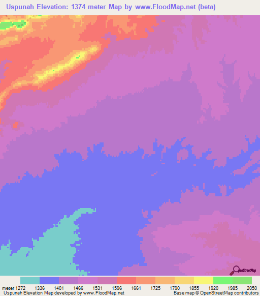 Uspunah,Afghanistan Elevation Map
