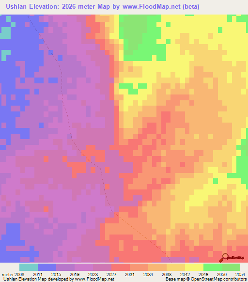 Ushlan,Afghanistan Elevation Map
