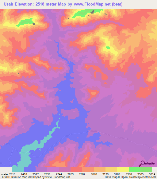 Usah,Afghanistan Elevation Map