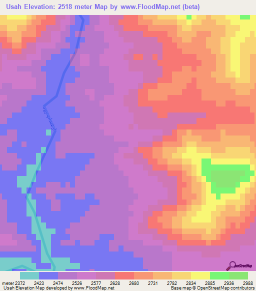 Usah,Afghanistan Elevation Map