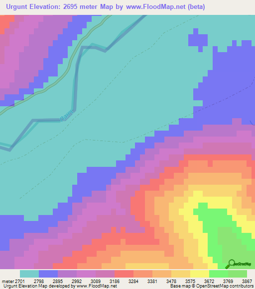 Urgunt,Afghanistan Elevation Map