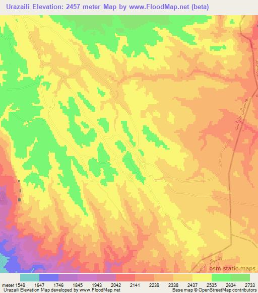 Urazaili,Afghanistan Elevation Map