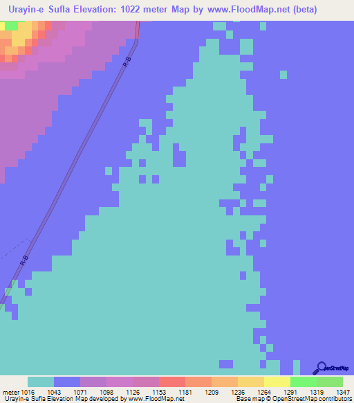 Urayin-e Sufla,Afghanistan Elevation Map