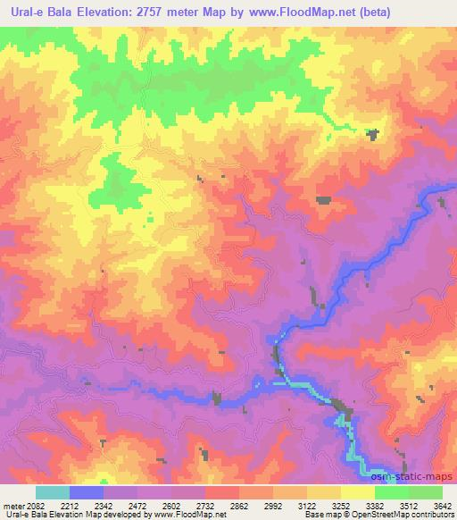 Ural-e Bala,Afghanistan Elevation Map