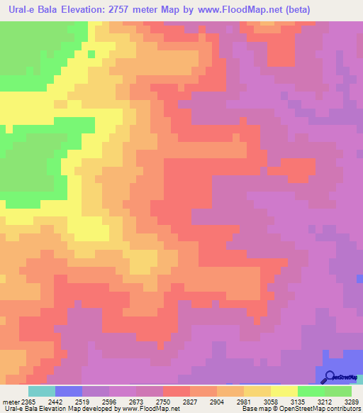 Ural-e Bala,Afghanistan Elevation Map