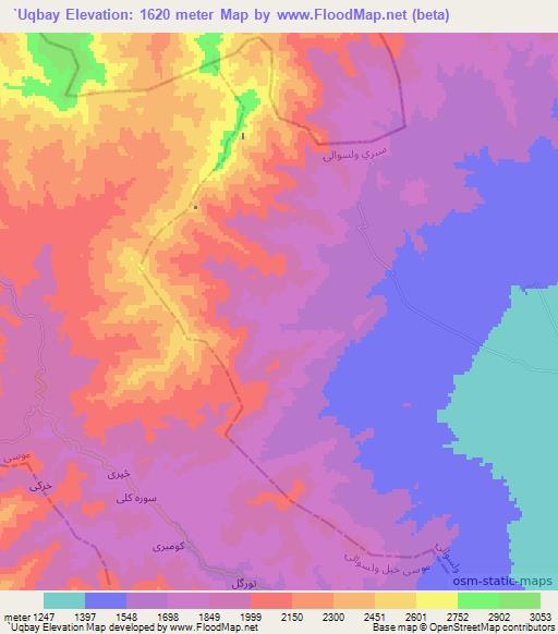 `Uqbay,Afghanistan Elevation Map