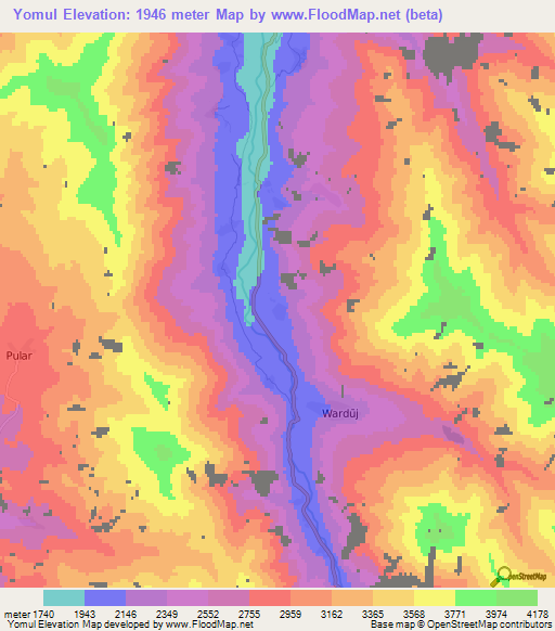 Yomul,Afghanistan Elevation Map