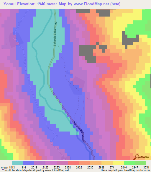 Yomul,Afghanistan Elevation Map