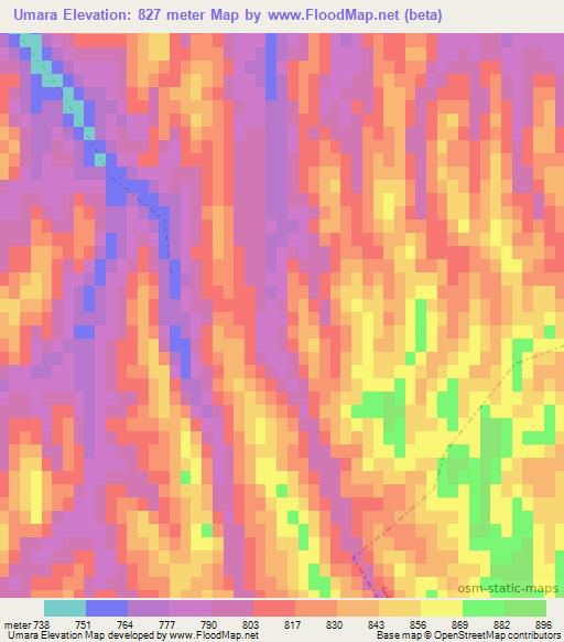 Umara,Afghanistan Elevation Map