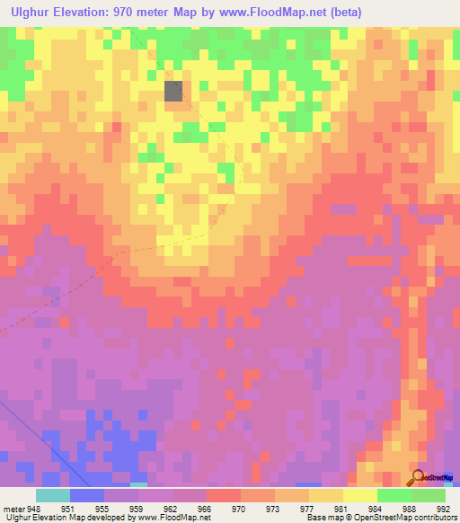 Ulghur,Afghanistan Elevation Map