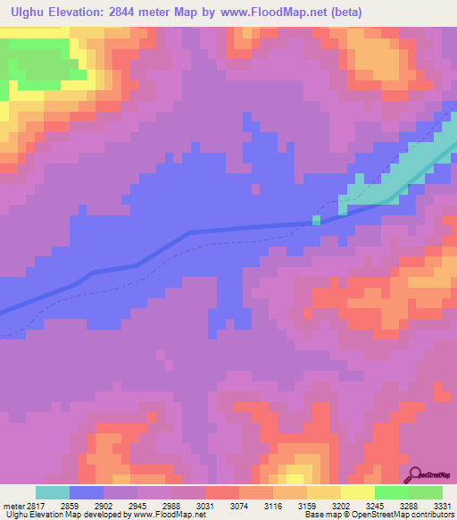 Ulghu,Afghanistan Elevation Map