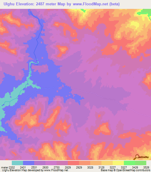 Ulghu,Afghanistan Elevation Map